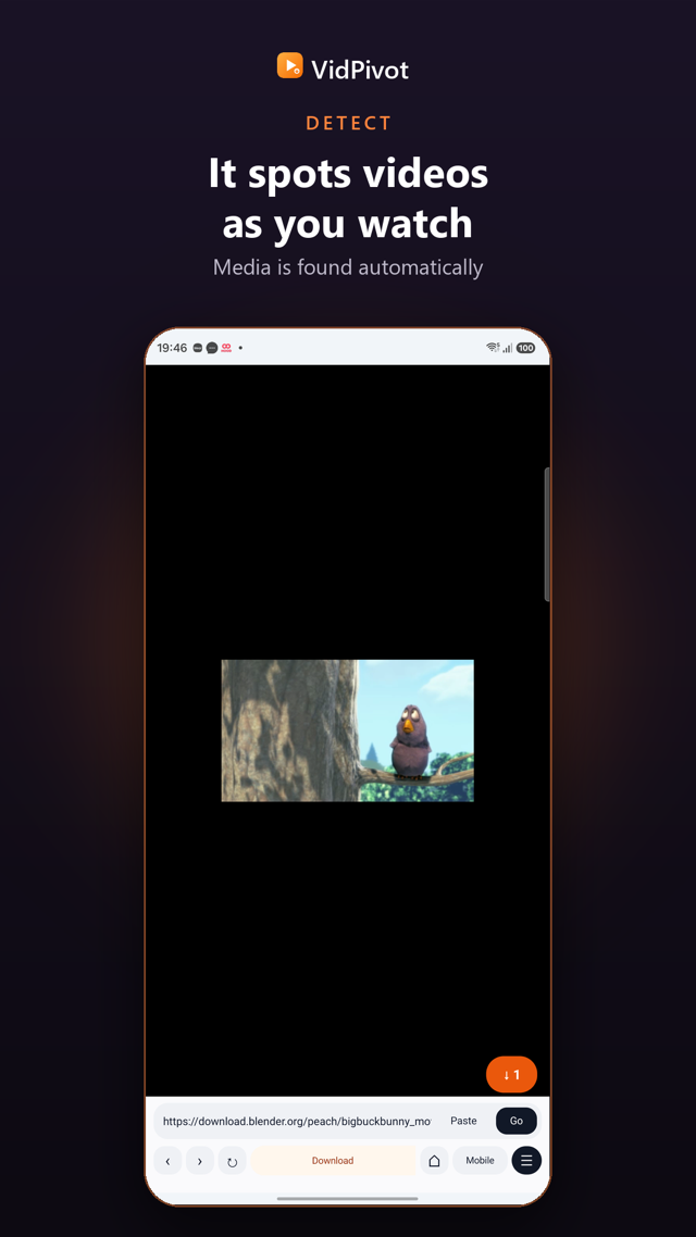 VidPivot detecting a playable video on the page