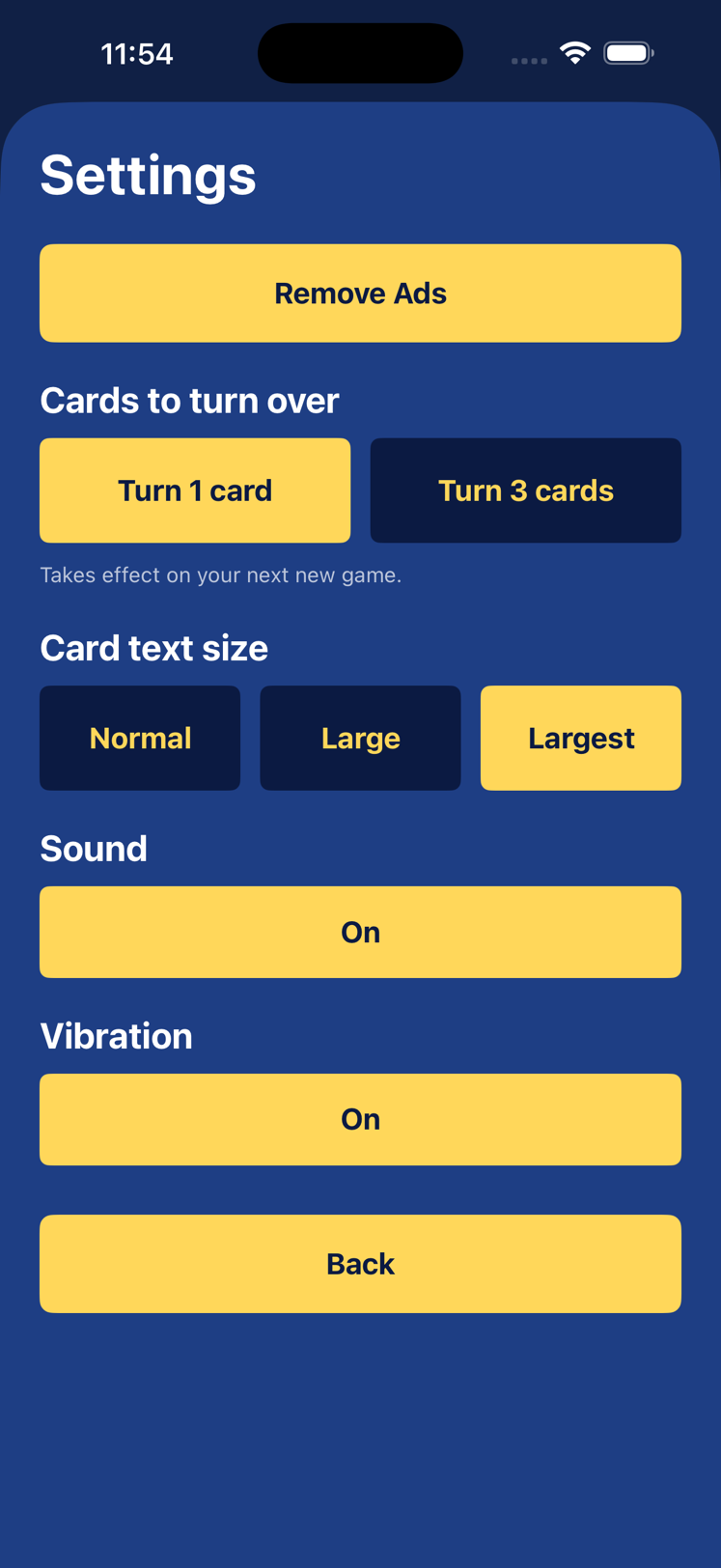 Solitaire Odyssey on iPhone, screen 2